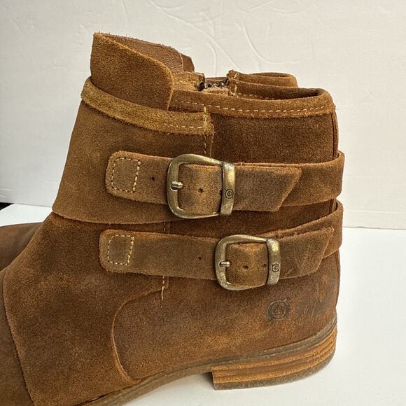 Born Women’s 9 Moraga Brown Suede Buckle Zip Boho Ankle Comfort Boots EUC - Picture 4 of 10